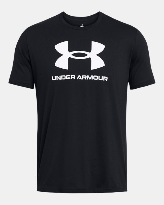 Men's UA Sportstyle Logo Short Sleeve in Black image number 2